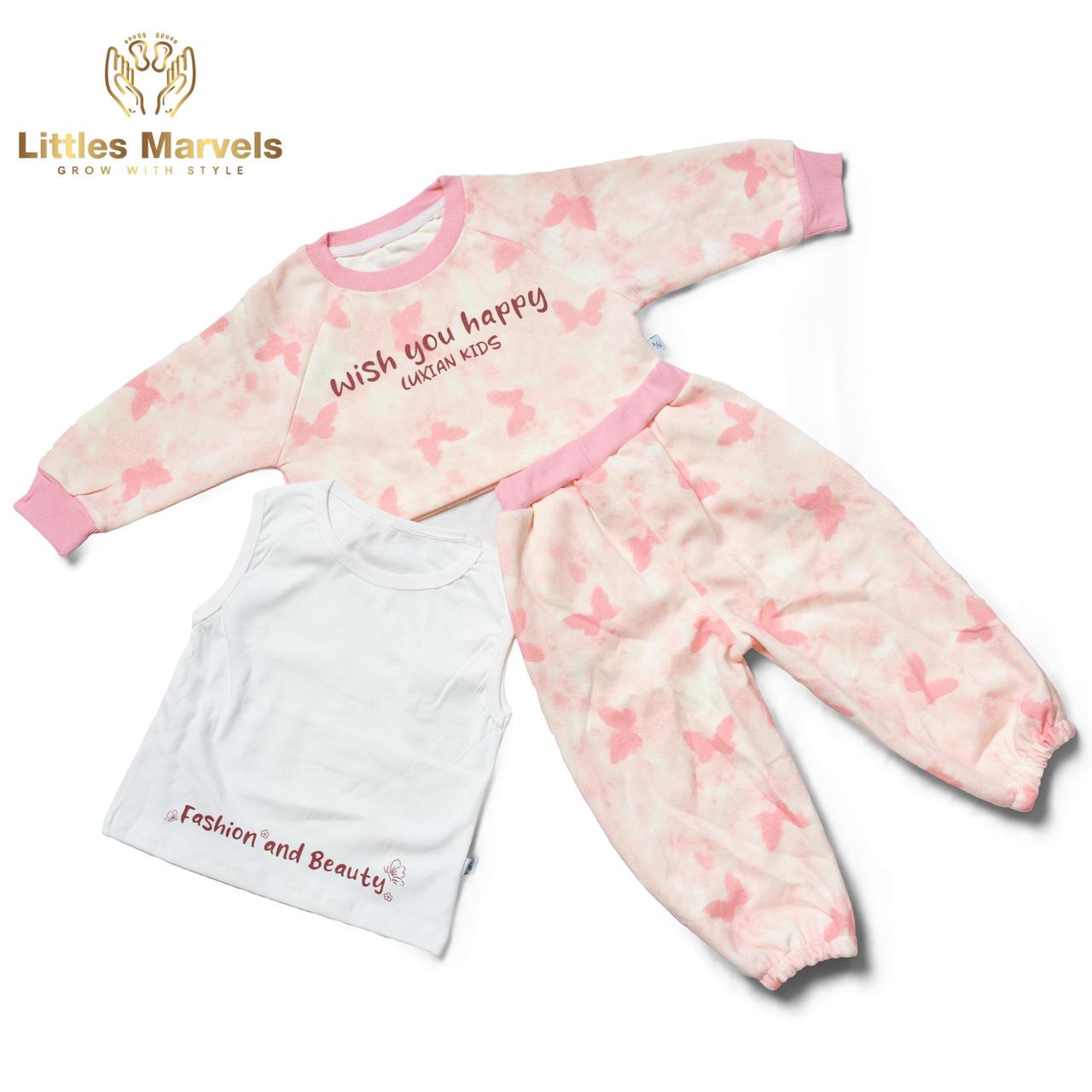 Likely cotton or a cotton blend, given the casual, comfy look typical of kids' clothing