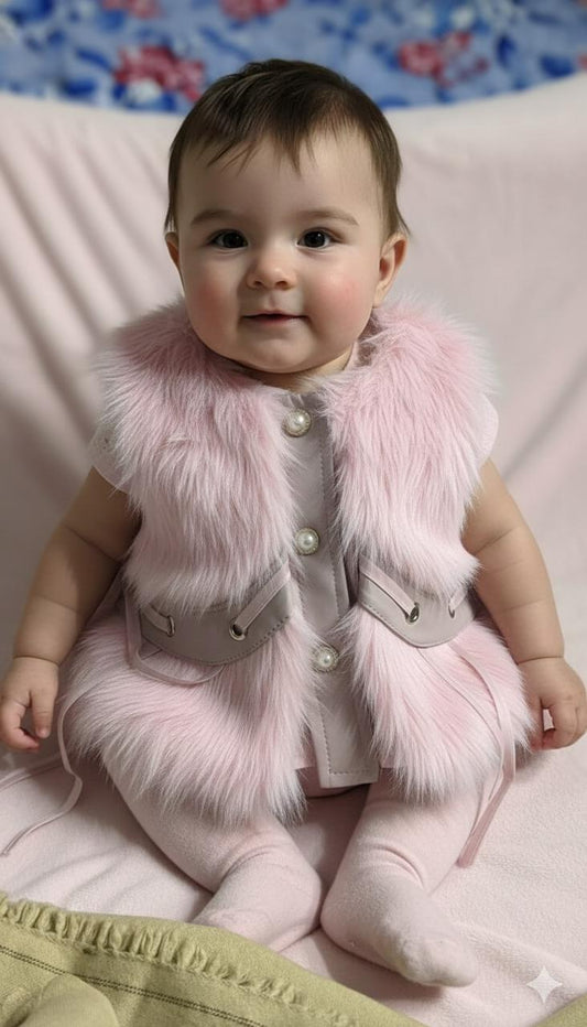 Baby Pink Faux-Fur Vest