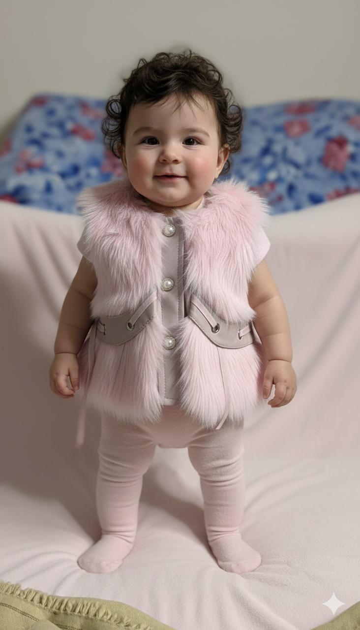 Baby Pink Faux-Fur Vest