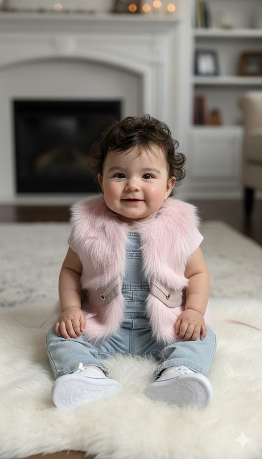 Baby Pink Faux-Fur Vest