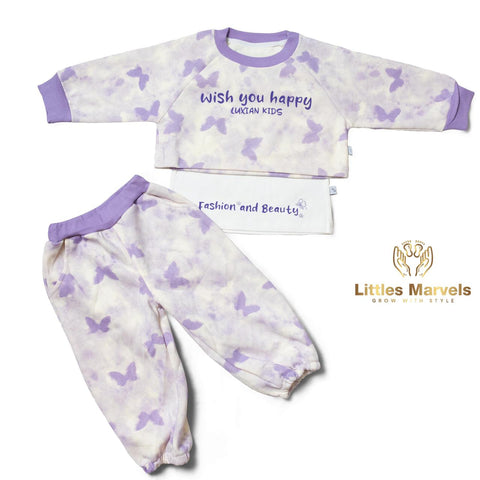 Likely cotton or a cotton blend, given the casual, comfy look typical of kids' clothing.